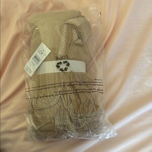 Loft Beige Herringbone Throw Blanket